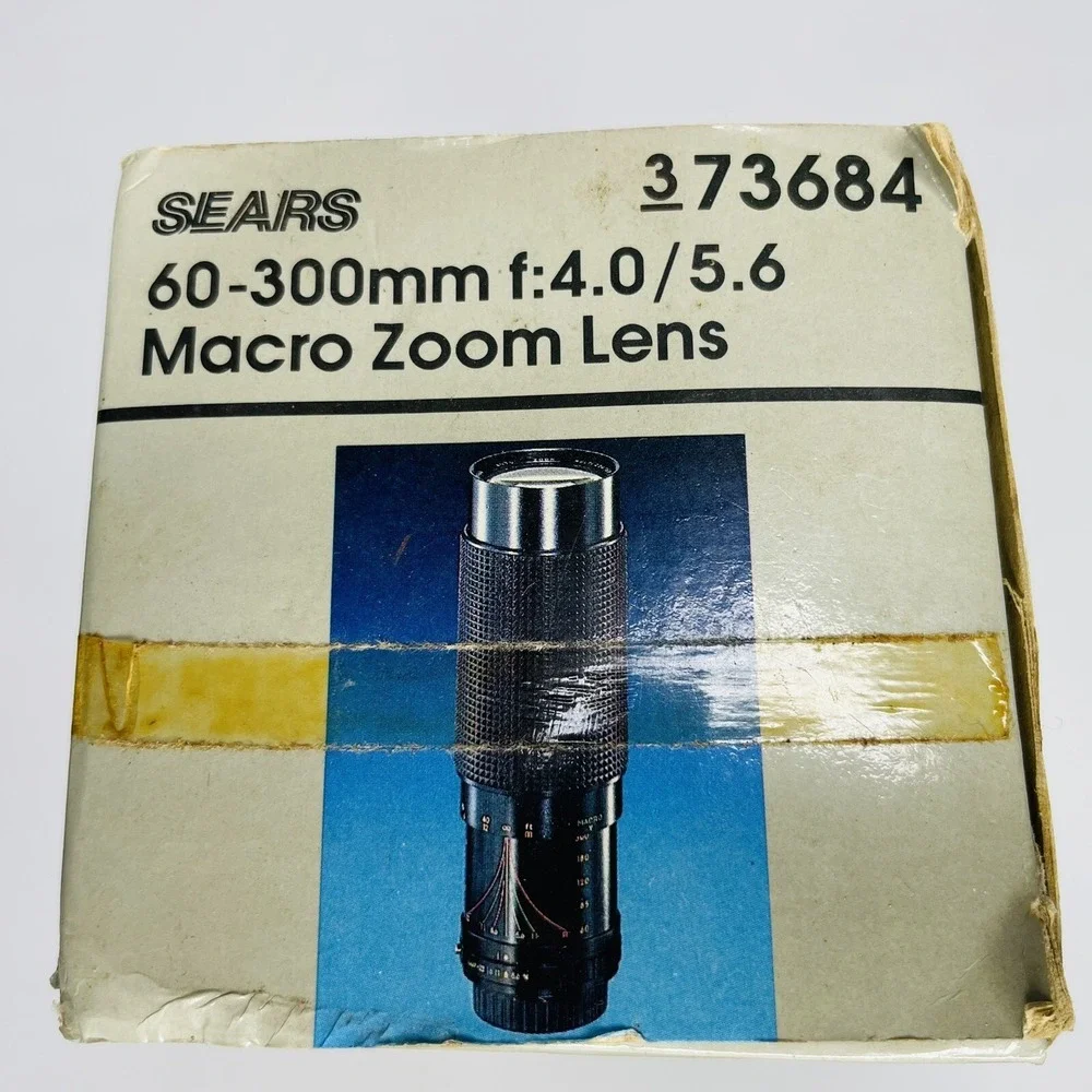 Sears Macro Zoom 60-300mm f/4.0-5.6 Lens with Caps/ Canon Mount in Box